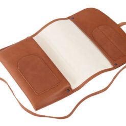 Genuine Leather Deluxe Rollup Pouch - Tan