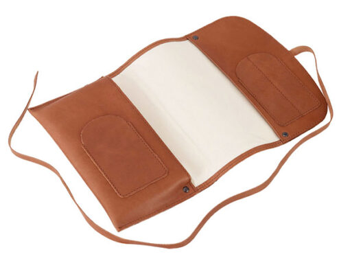 Genuine Leather Deluxe Rollup Pouch - Tan