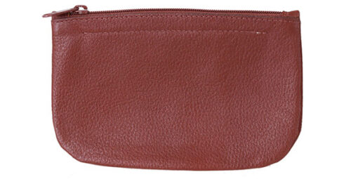 Genuine Leather Zip Tobacco Pouch - Brown