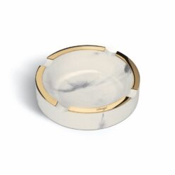 Concrete Ashtray Large White & Gold