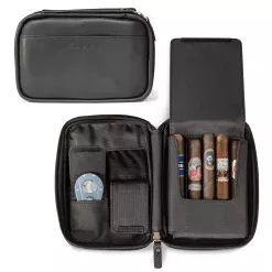 Flint Travel Leather Cigar Case - Black