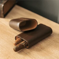 Premium 3 Cigar Travel Case - Cocoa Brown