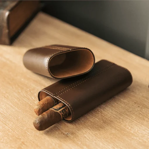 Premium 3 Cigar Travel Case - Cocoa Brown