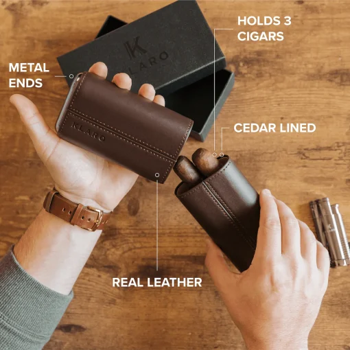 Premium 3 Cigar Travel Case - Cocoa Brown