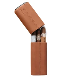 Premium 3 Cigar Travel Case - Saddle Brown