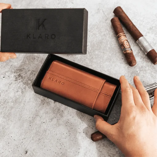 Premium 3 Cigar Travel Case - Saddle Brown