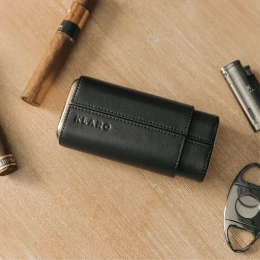 Premium 3 Cigar Travel Case - Black