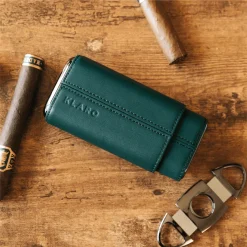 Premium 3 Cigar Travel Case - Racing Green