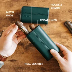 Premium 3 Cigar Travel Case - Racing Green