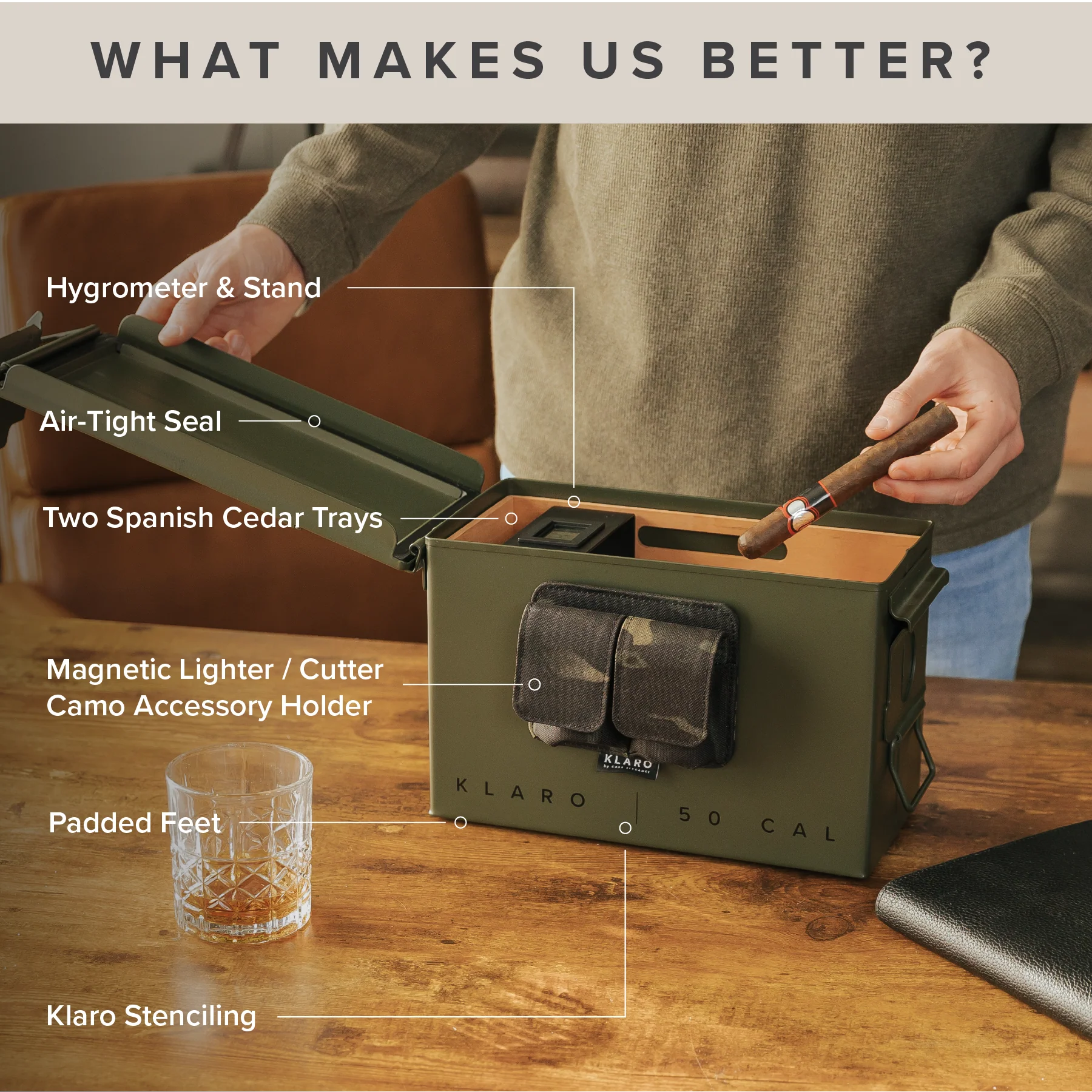 The Smoke Can - 50 Cal Humidor Green