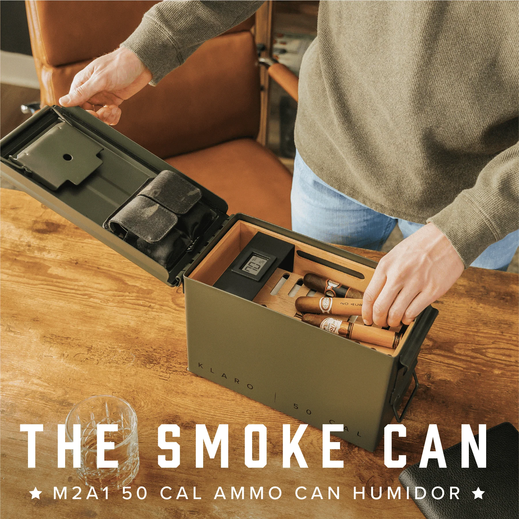 The Smoke Can - 50 Cal Humidor Green